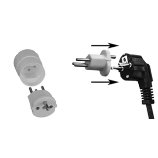 Adapter CH/D, Stecker T12/Schutzkontakt-Buchse, weiss - SECOMP AG