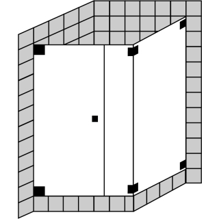 Tür 1-flg. m. FF gegenüber Optima P  mit SW, bis max. 900x900x2000 mm